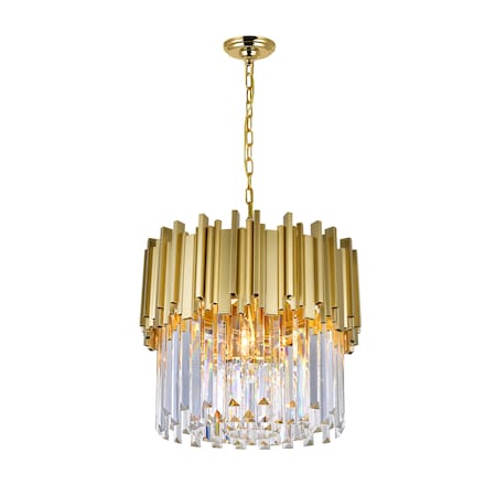 Cwi Lighting Deco 4 Light Down Chandelier With Medallion Gold Finish 1112P16-4-169